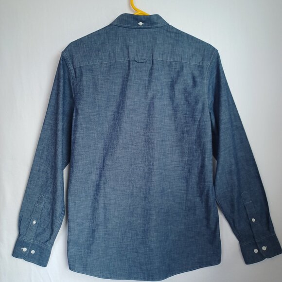 Nordstrom Mens Shop Trim Fit Blue Denim Chambray Button Down Shirt Size Medium - Picture 3 of 10